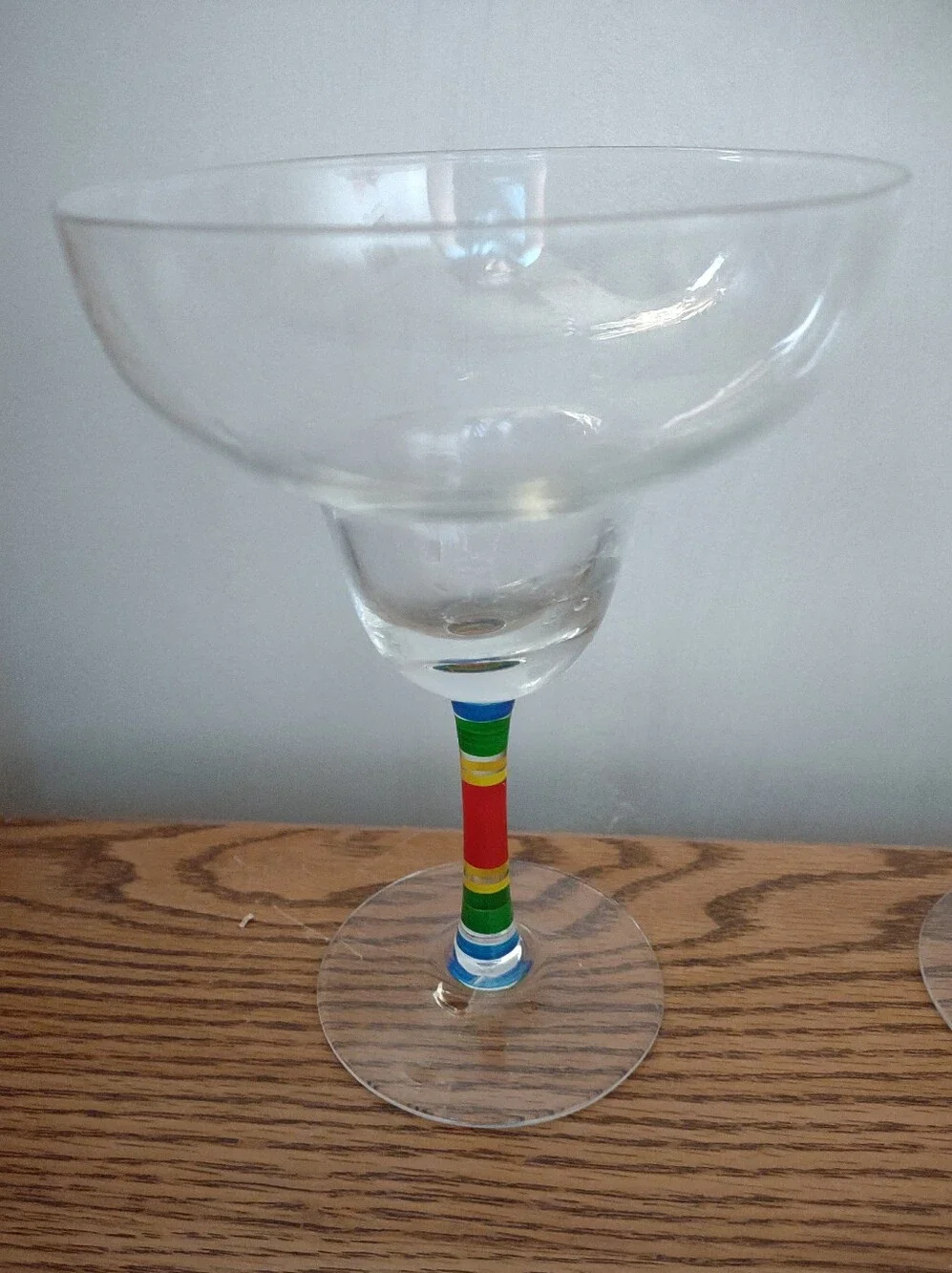 Margarita Cocktail Glasses Hand Painted Rainbow Stem 6 1/2